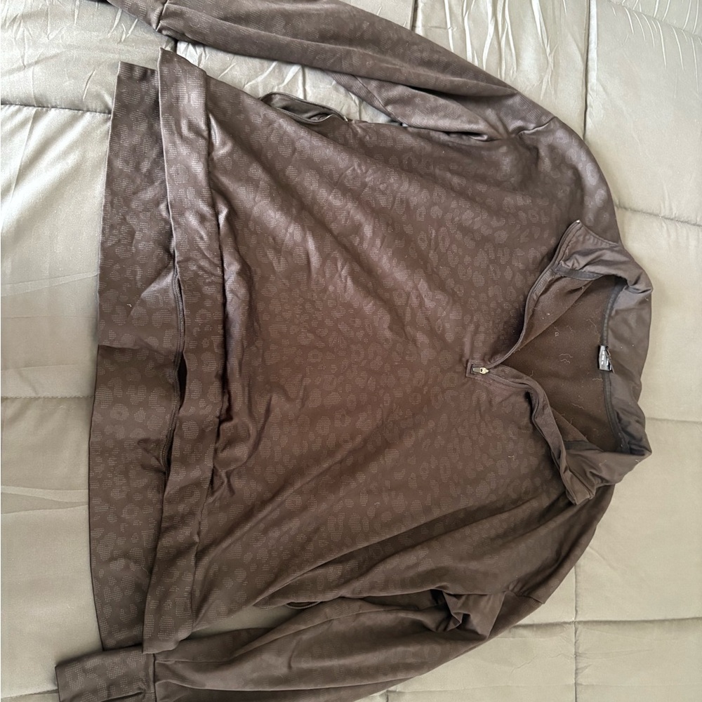 Women's Brown Quarter-Zip Sweatshirt - Picture 1 of 6